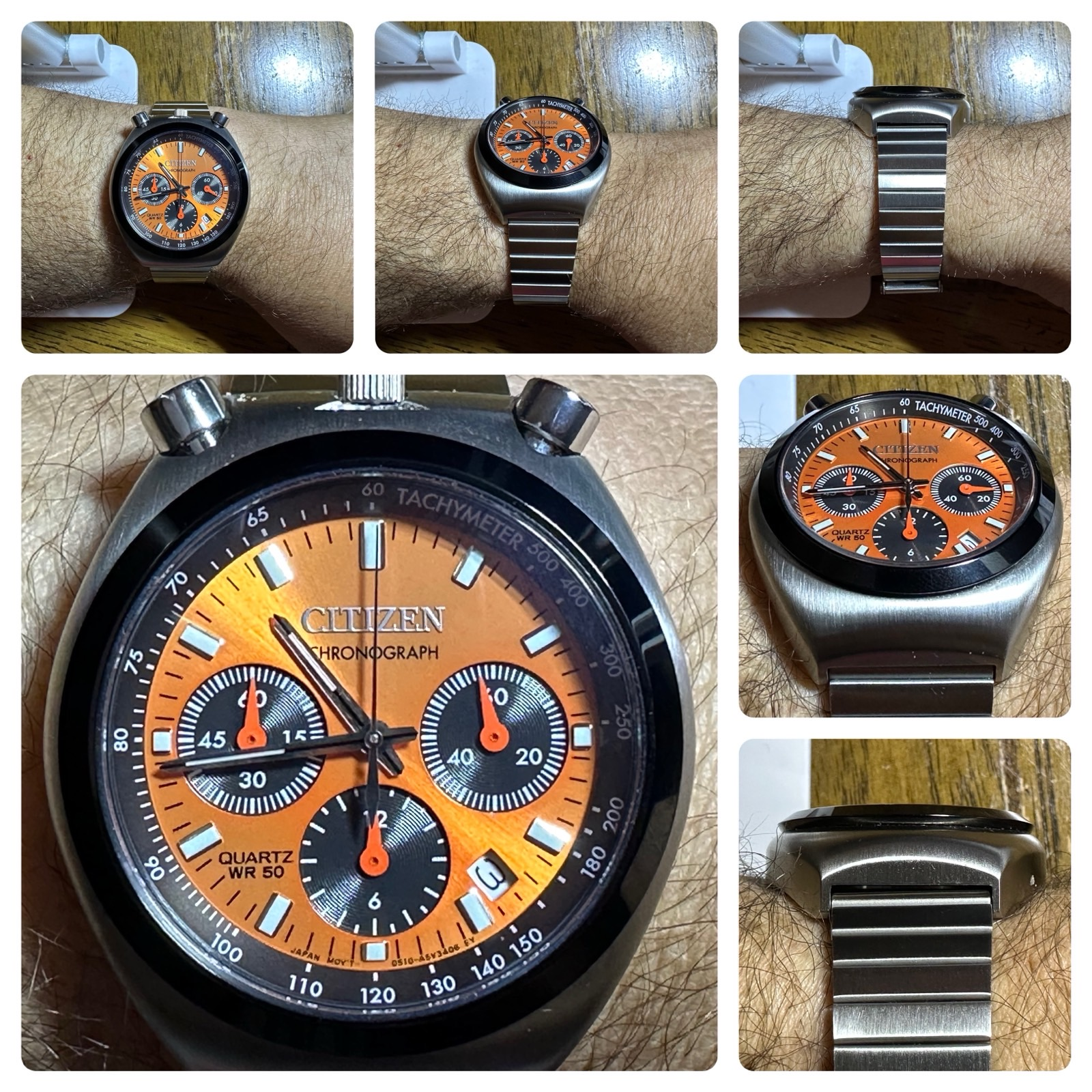 Citizen Tsuno (Bullhead) Analog Quartz Chronograph - Orange Dial