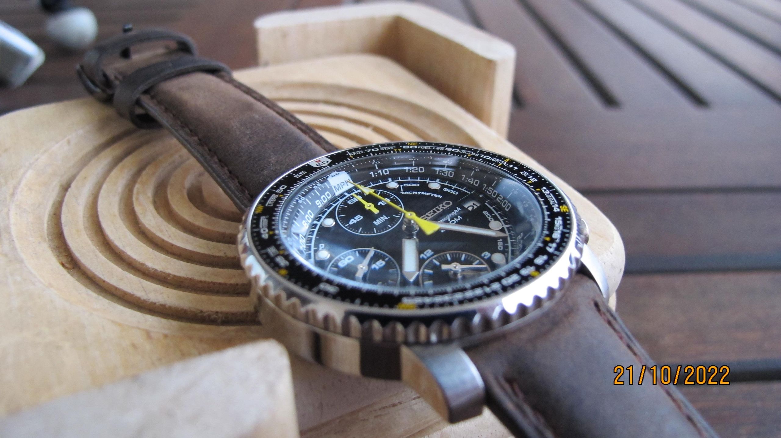 Chronograph Sna411p1 Seiko Leather Seiko Sna411 Flight Alarm