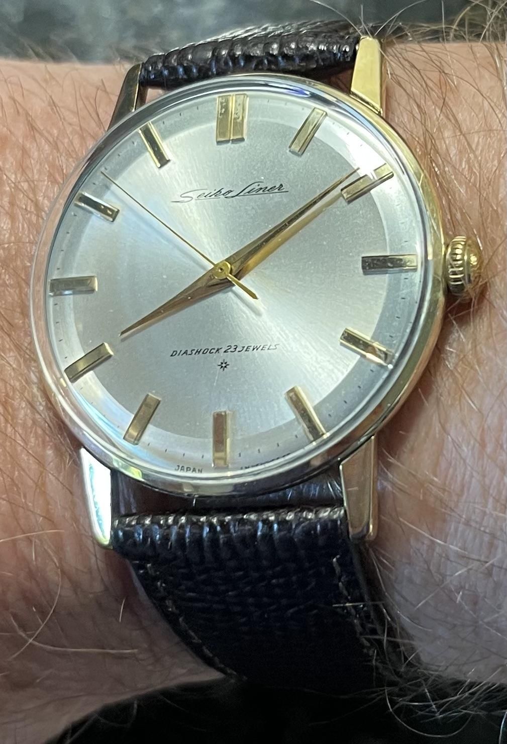 時計 SEIKO LINER DIASHOCK 23JEWELS JI5007E 1962 Seiko Liner 23 jewel with “Special Dial” | WatchCrunch