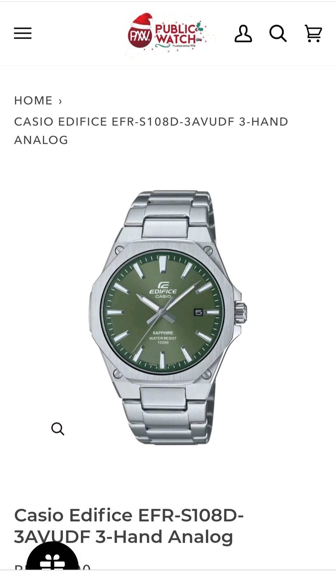 新品 CASIO Collection グリーンカラー デイトアナログモデル EDIFICE（CASIO） '24-3 正規新品 CASIO EDIFICE 3針アナログ 八角 青