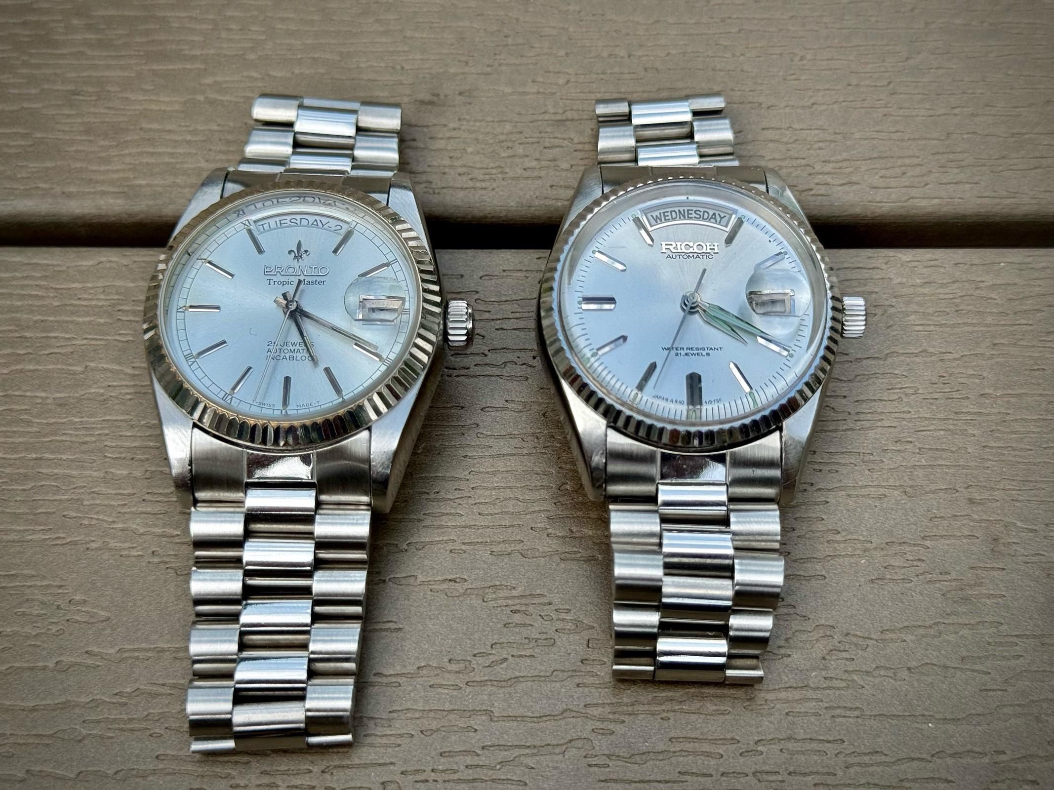 ROLEX homage 腕時計 2本セット Which vintage homage do you like, Rolex white gold day date