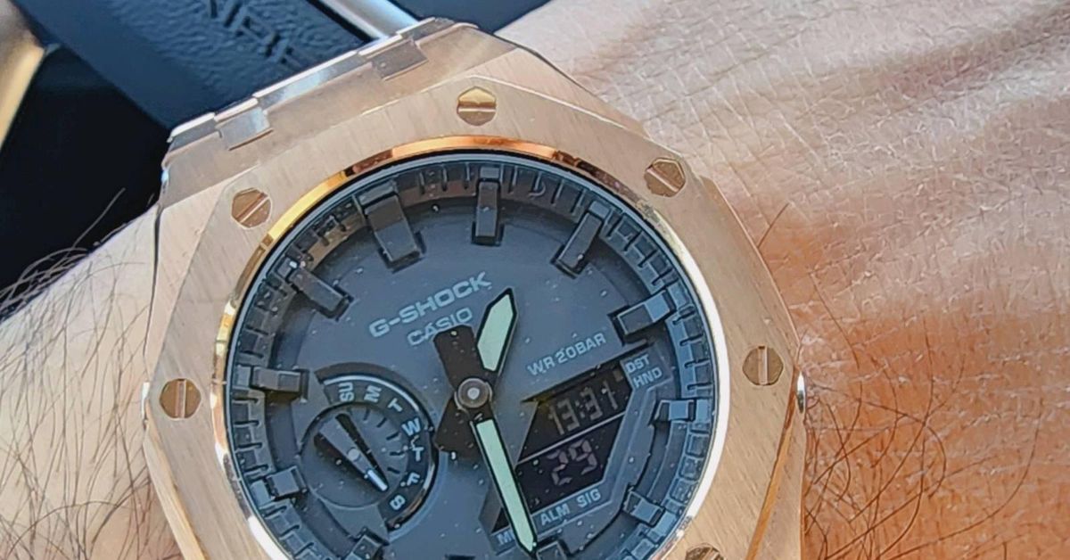 My modified CasiOak in rosegold and black | WatchCrunch