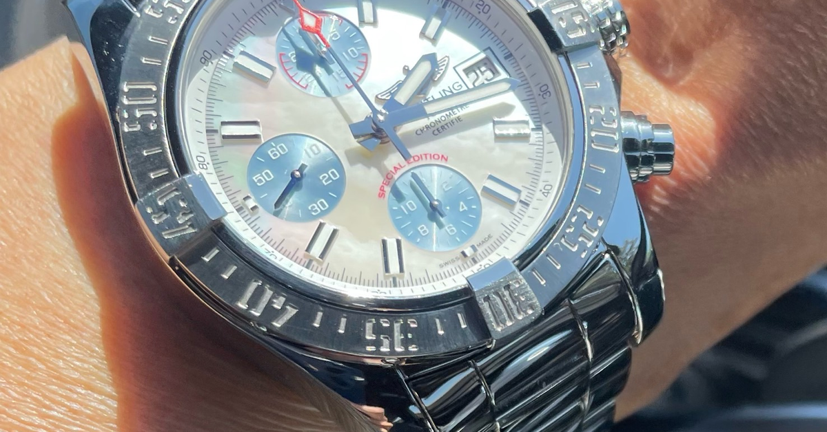 Breitling Avenger II MOP dial and MOP blue subdial | WatchCrunch