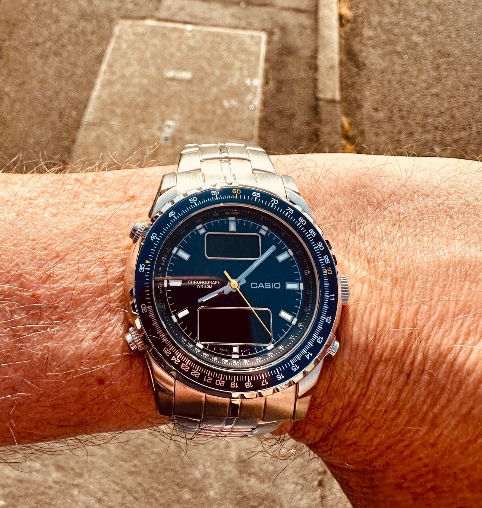 Vintage Steel Casio 4754 MTP 4700 Mens Ana Digi Watch | WatchCrunch