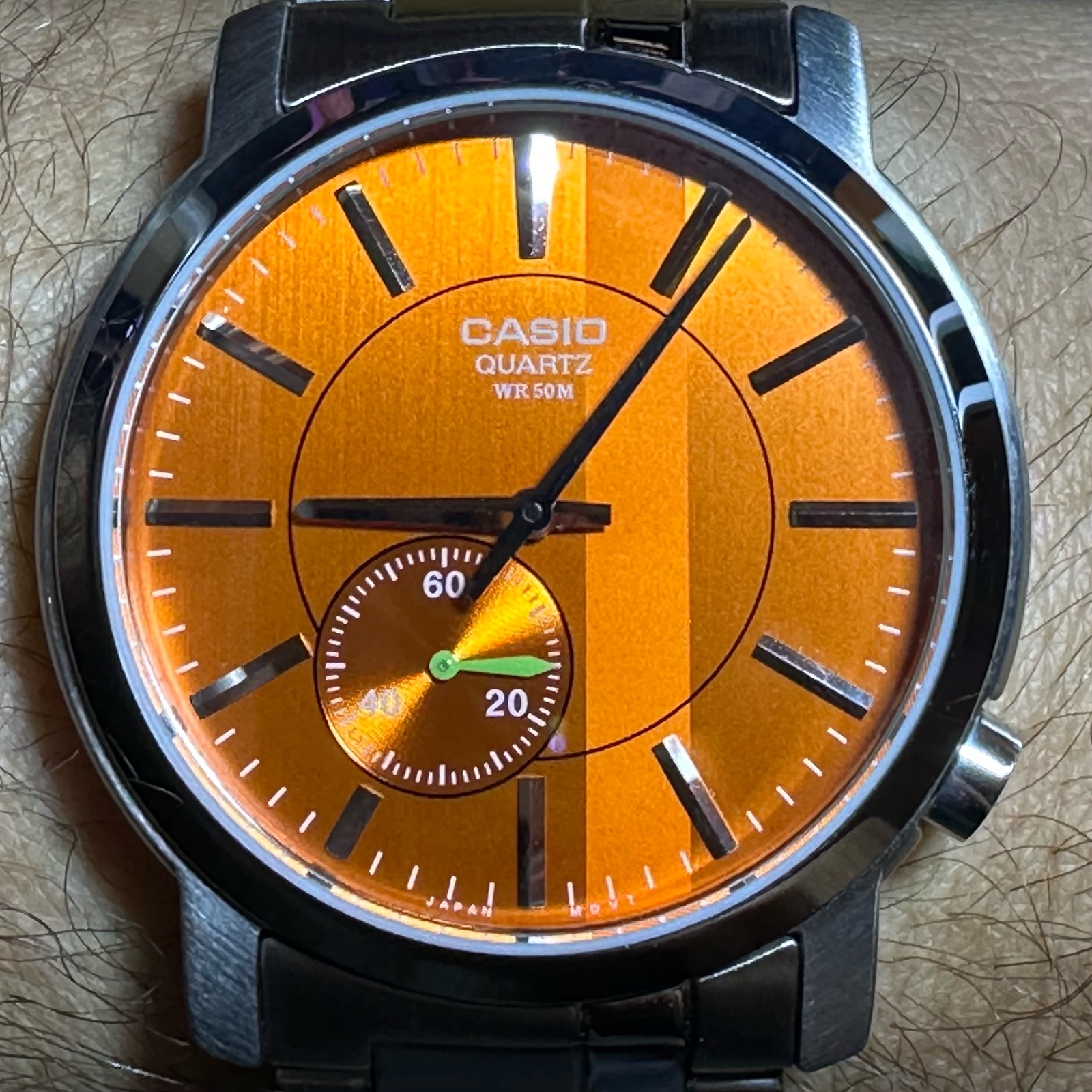 CASIO 3-hand Analog Quartz - Orange Dial (MTF-101D-5AV) | WatchCrunch