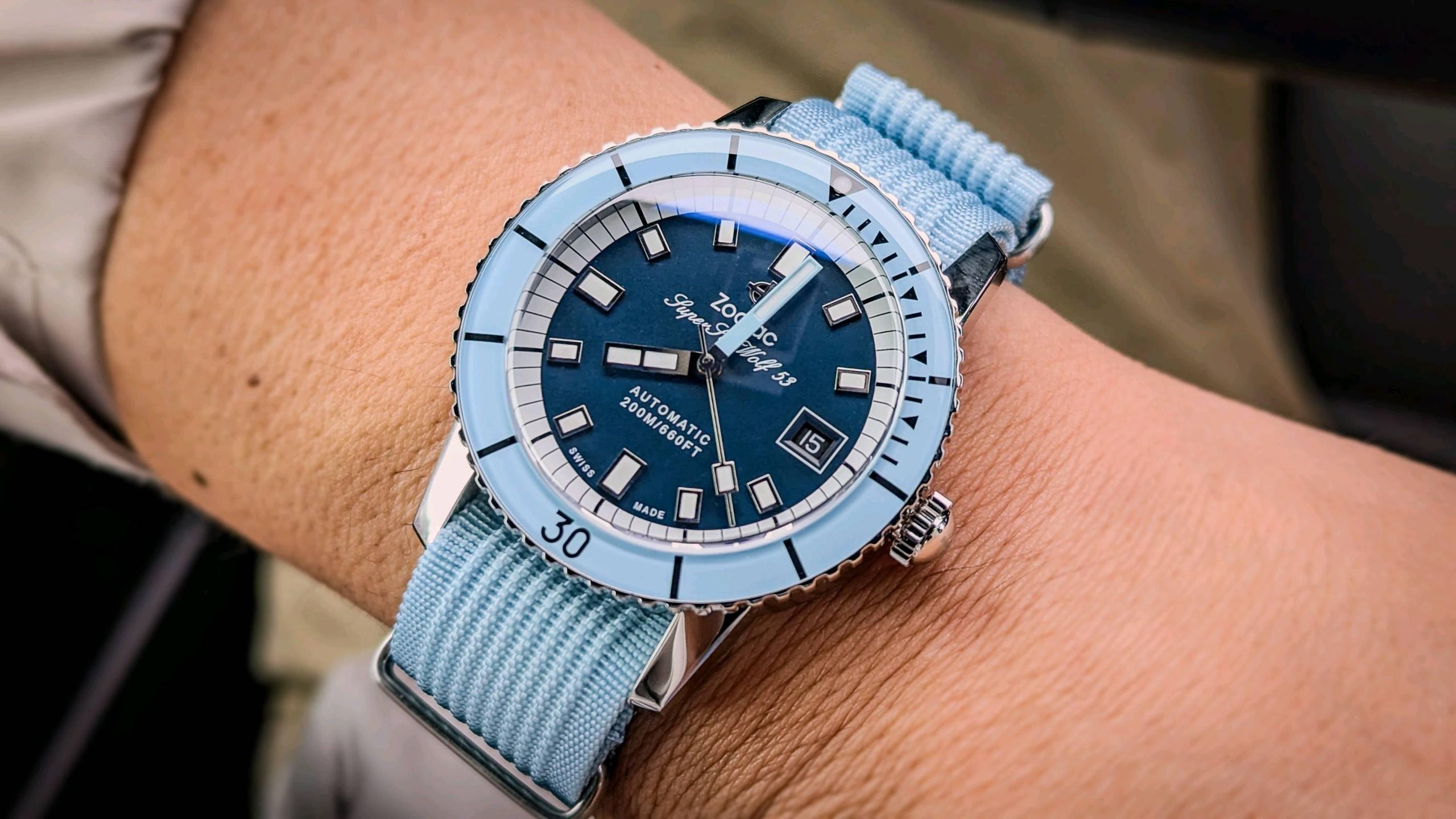 ブルーオパール スフィア Zodiac Super Sea Wolf color play on the inexpensive | WatchCrunch