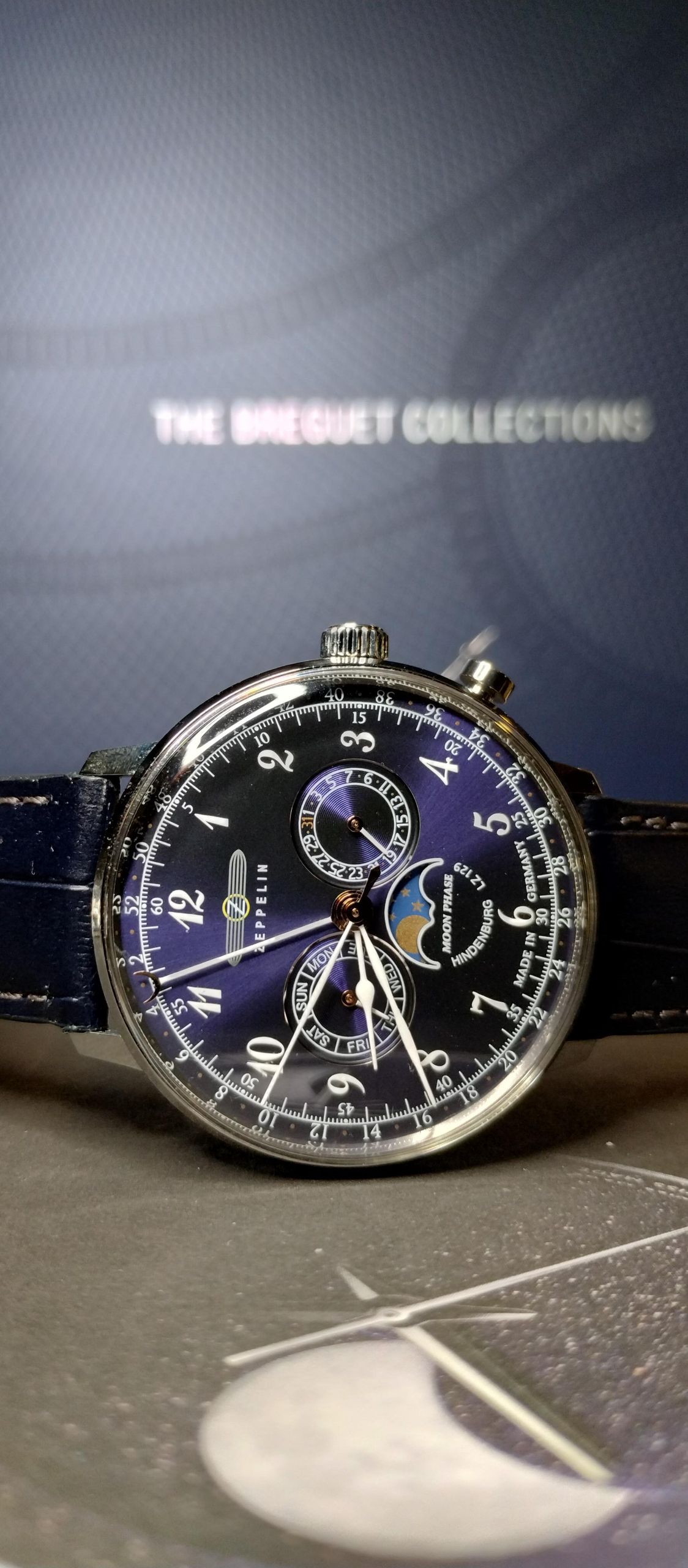 Zeppelin Moon Phase 時計 不動 DAU, Zeppelin Hindenburg Moonphase Ronda 706B, Steelcase