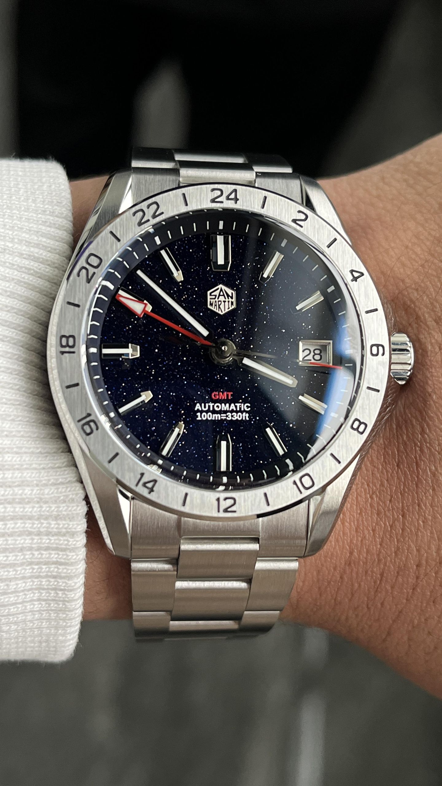 San Martin SN0129-G-B Aventurine/Marble/Lapis Lazuli Dial