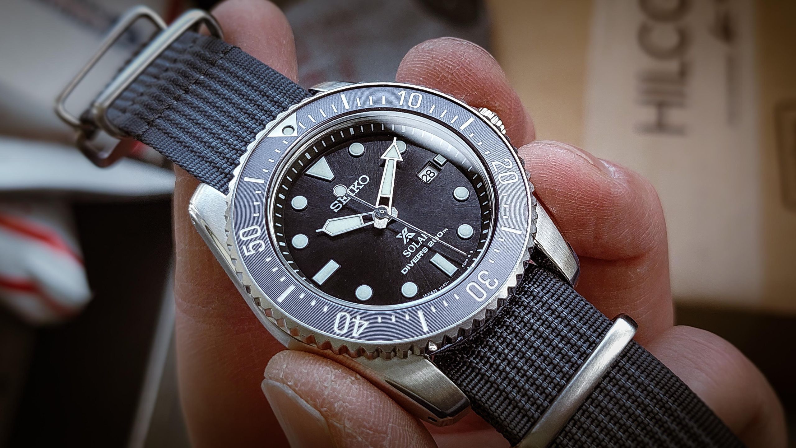 Seiko Prospex SBDN069 on Lead Grey Ribbed NATO Strap | WatchCrunch