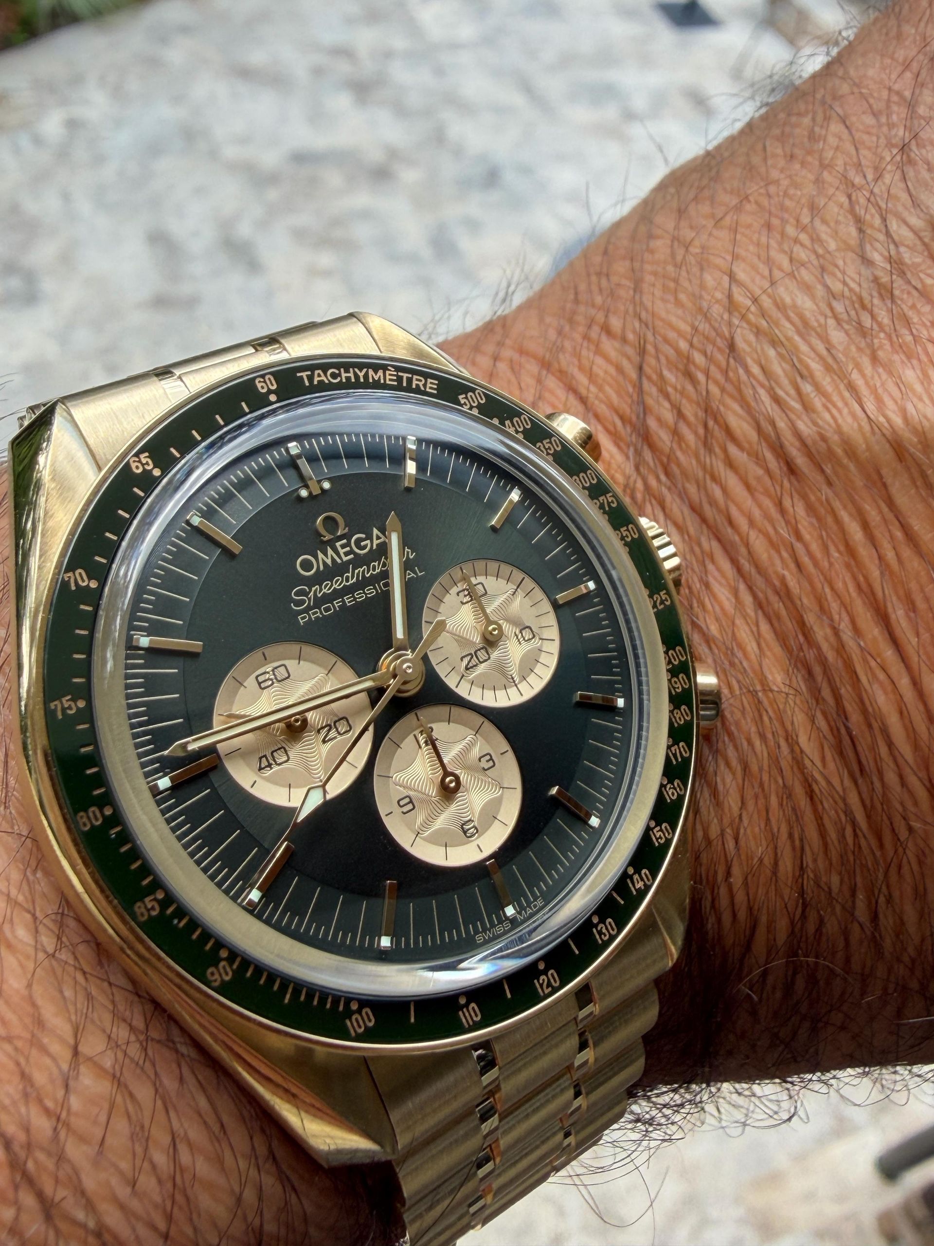 The first Omega Speedmaster Moonwatch Professional Masters Green