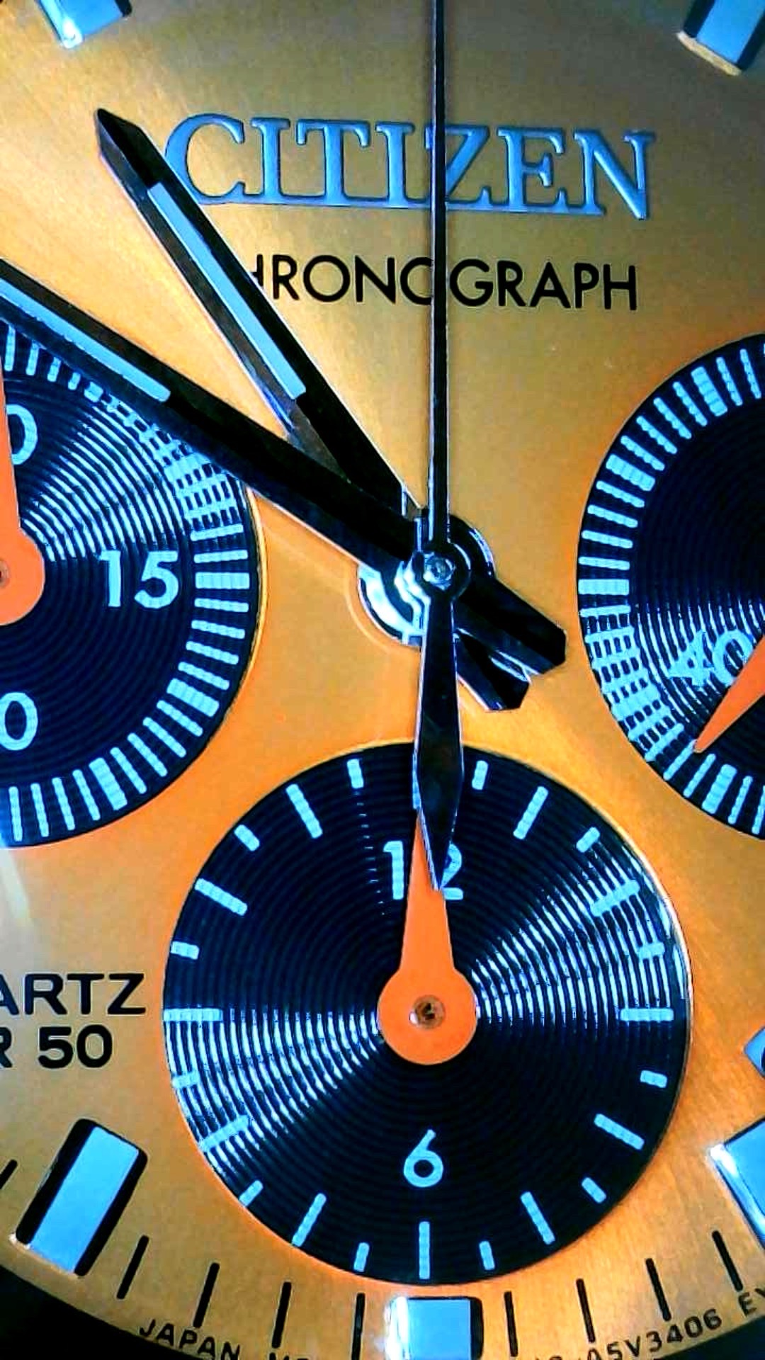 Citizen Tsuno (Bullhead) Analog Quartz Chronograph - Orange Dial
