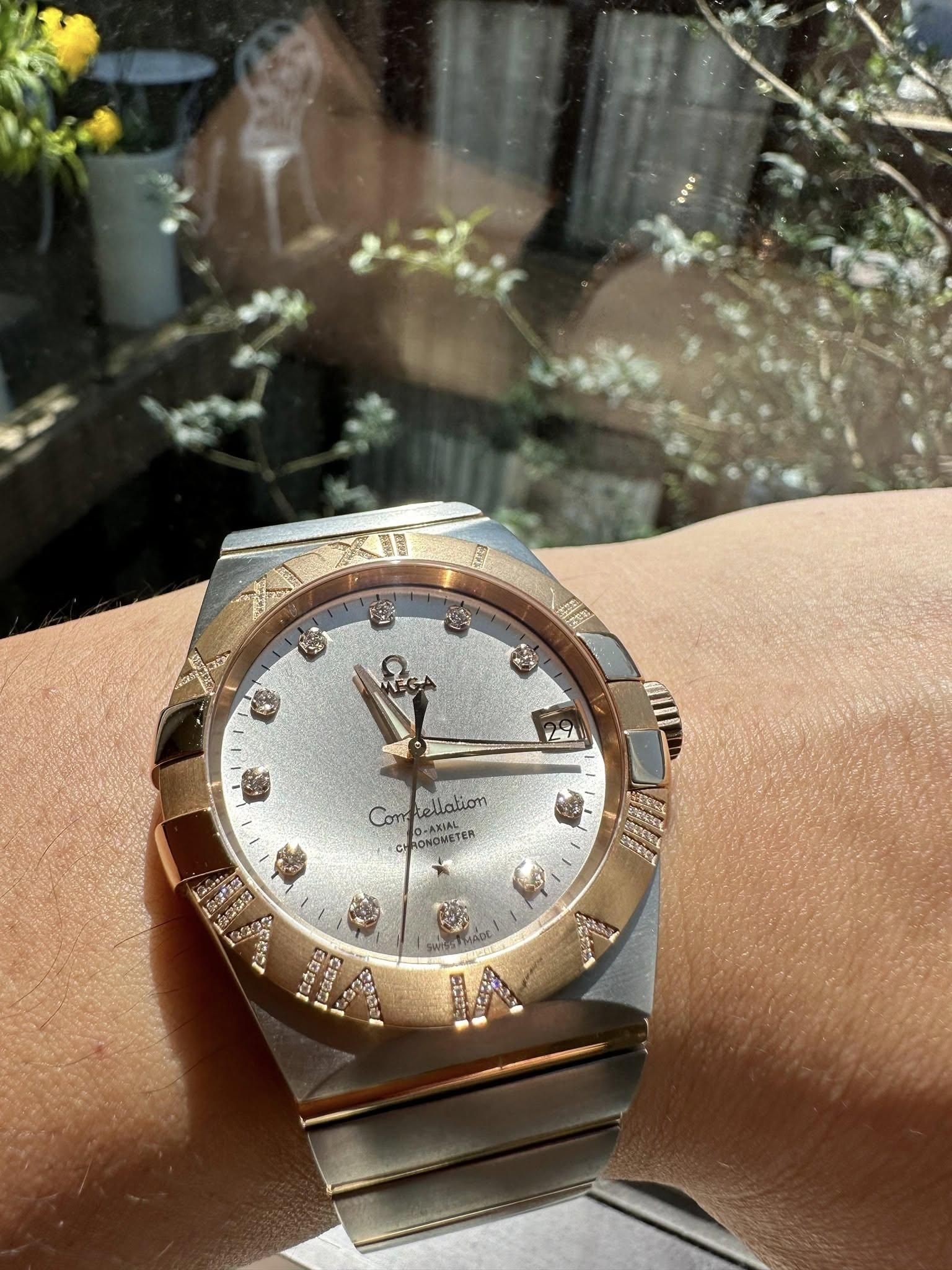 Omega Constellation Rose Gold Diamond Bezel