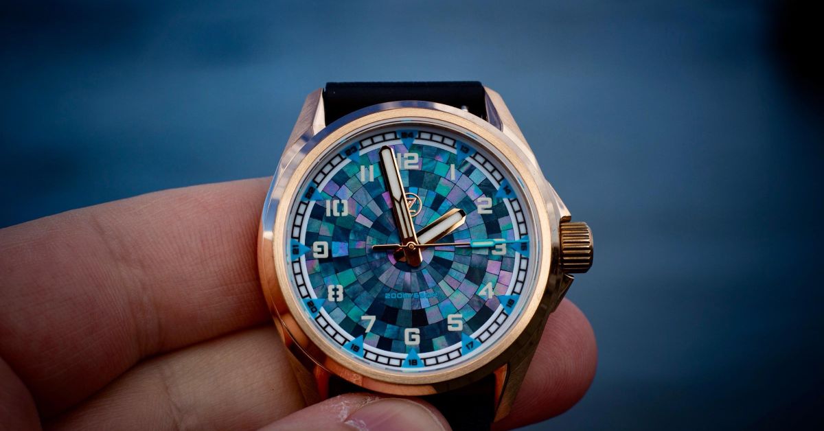 Three2four POCKET ポロサス Zelos Swordfish Field 38mm Bronze 'MOP' | WatchCrunch