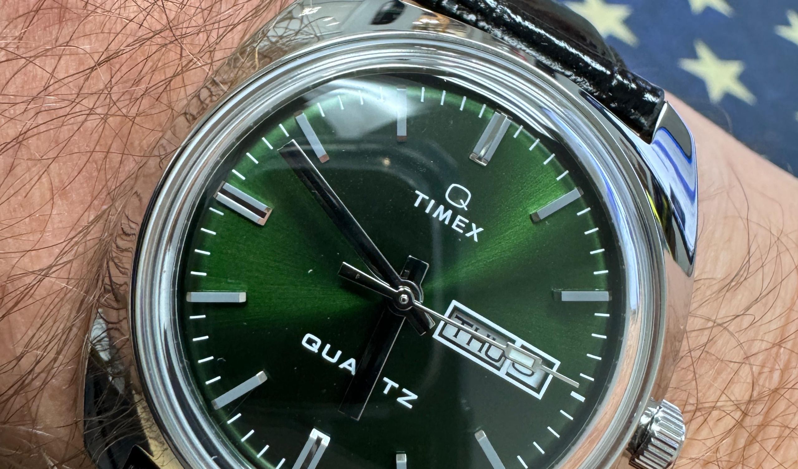 Review: Timex Q 1978 Day/Date 37.5mm Leather Strap Watch | WatchCrunch