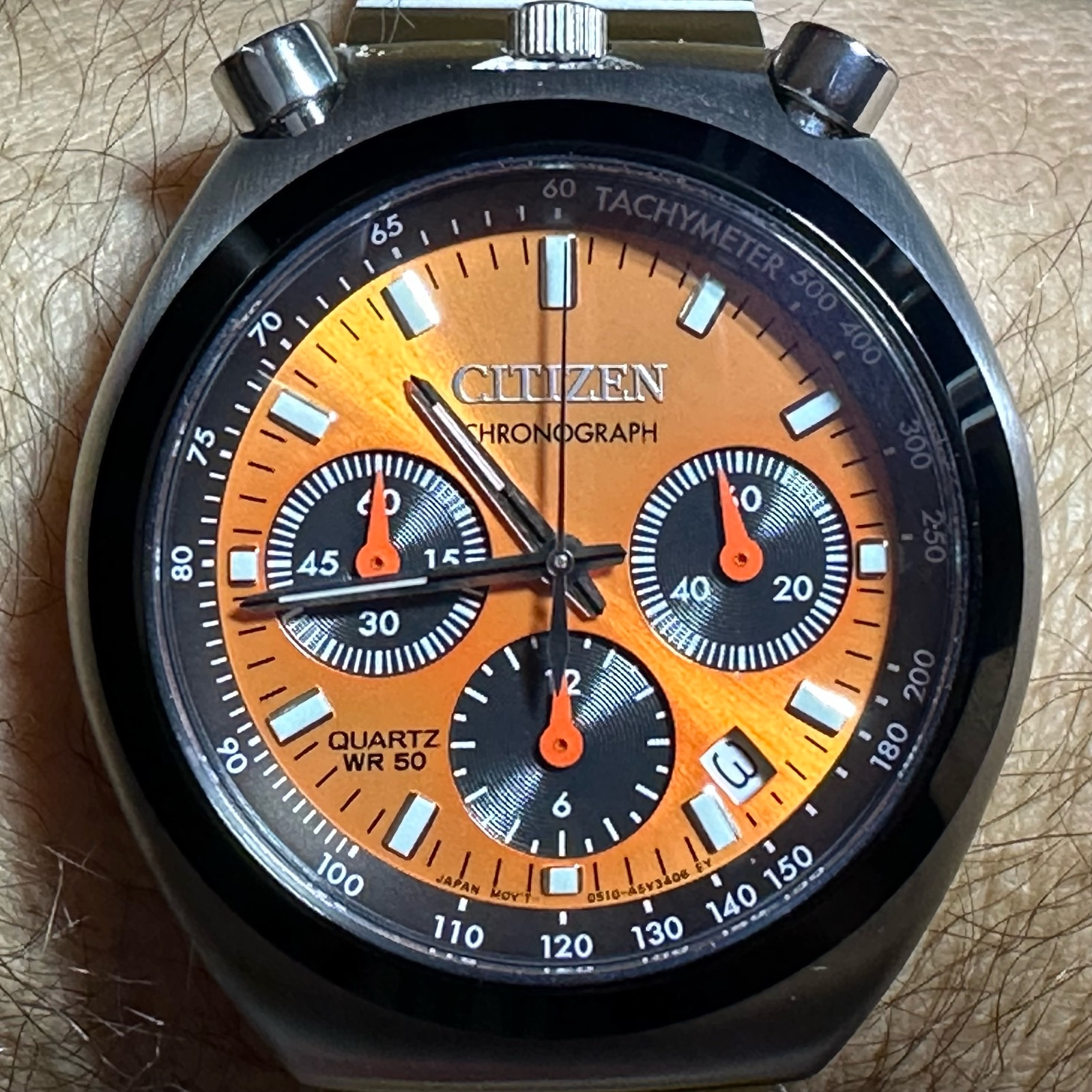 Citizen Tsuno (Bullhead) Analog Quartz Chronograph - Orange Dial