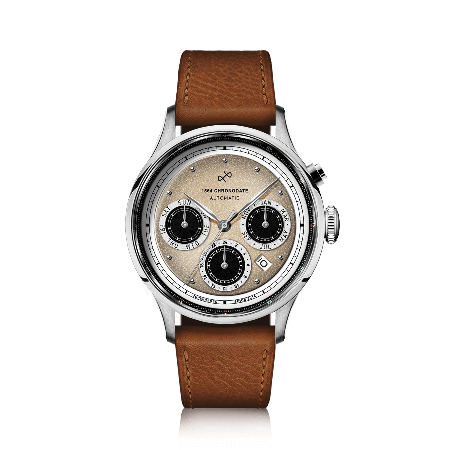 1564 Chronodate Automatic, Steel / Off White | WatchCrunch