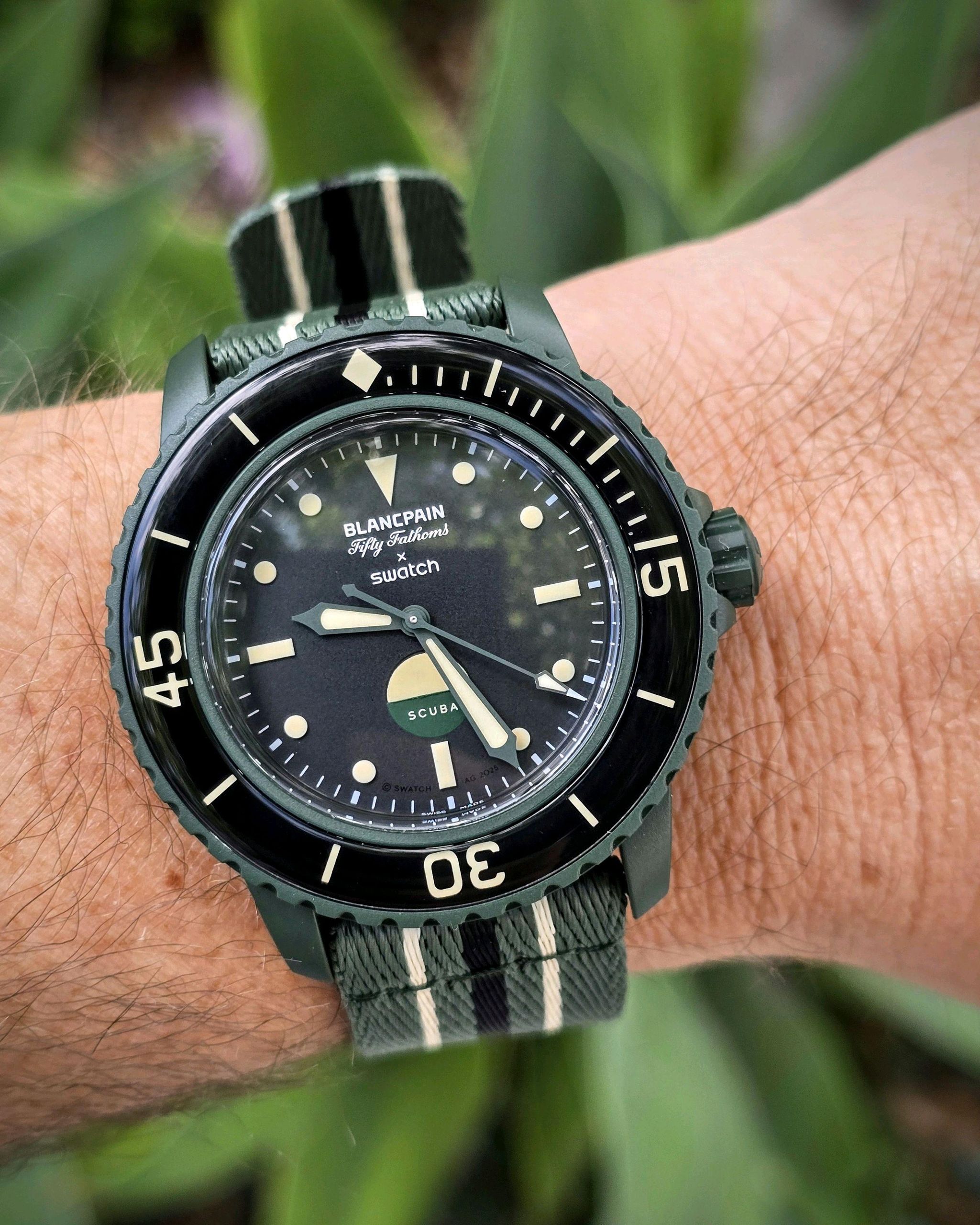 Blancpain x Swatch Fifty Fathoms Green Abyss | WatchCrunch