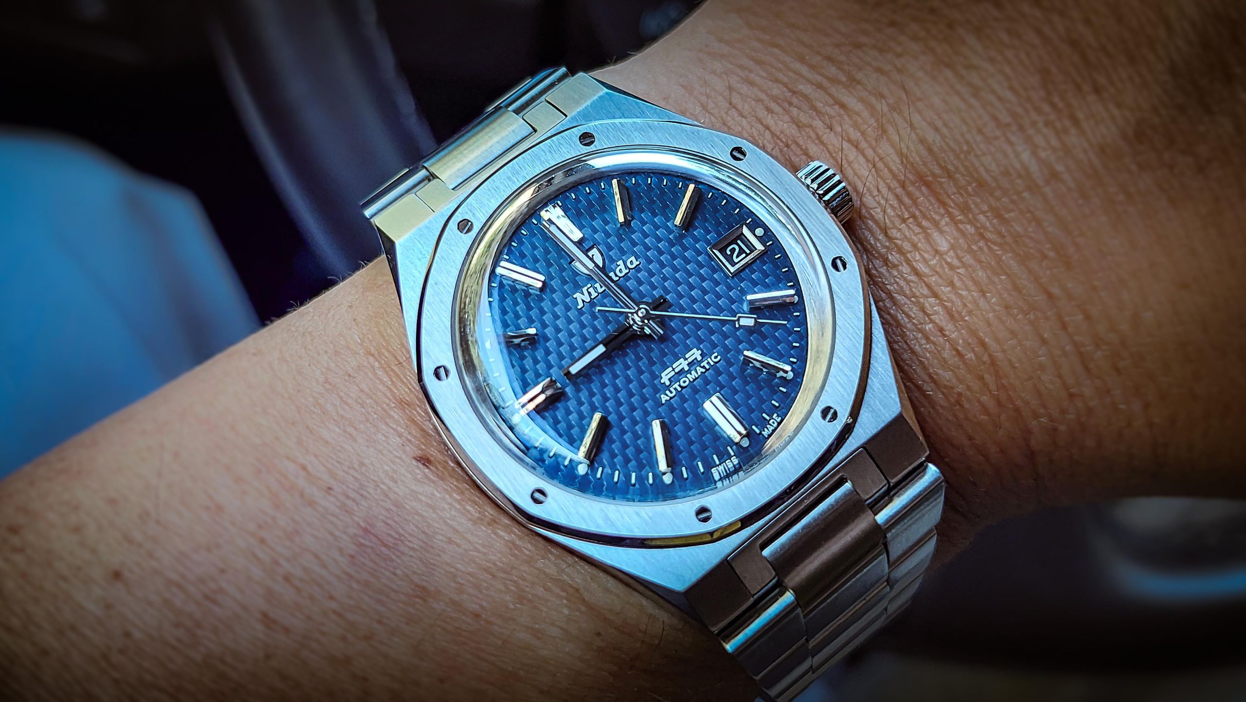 Nivada Grenchen F77 Blue Woven Dial Date - My initial impressions