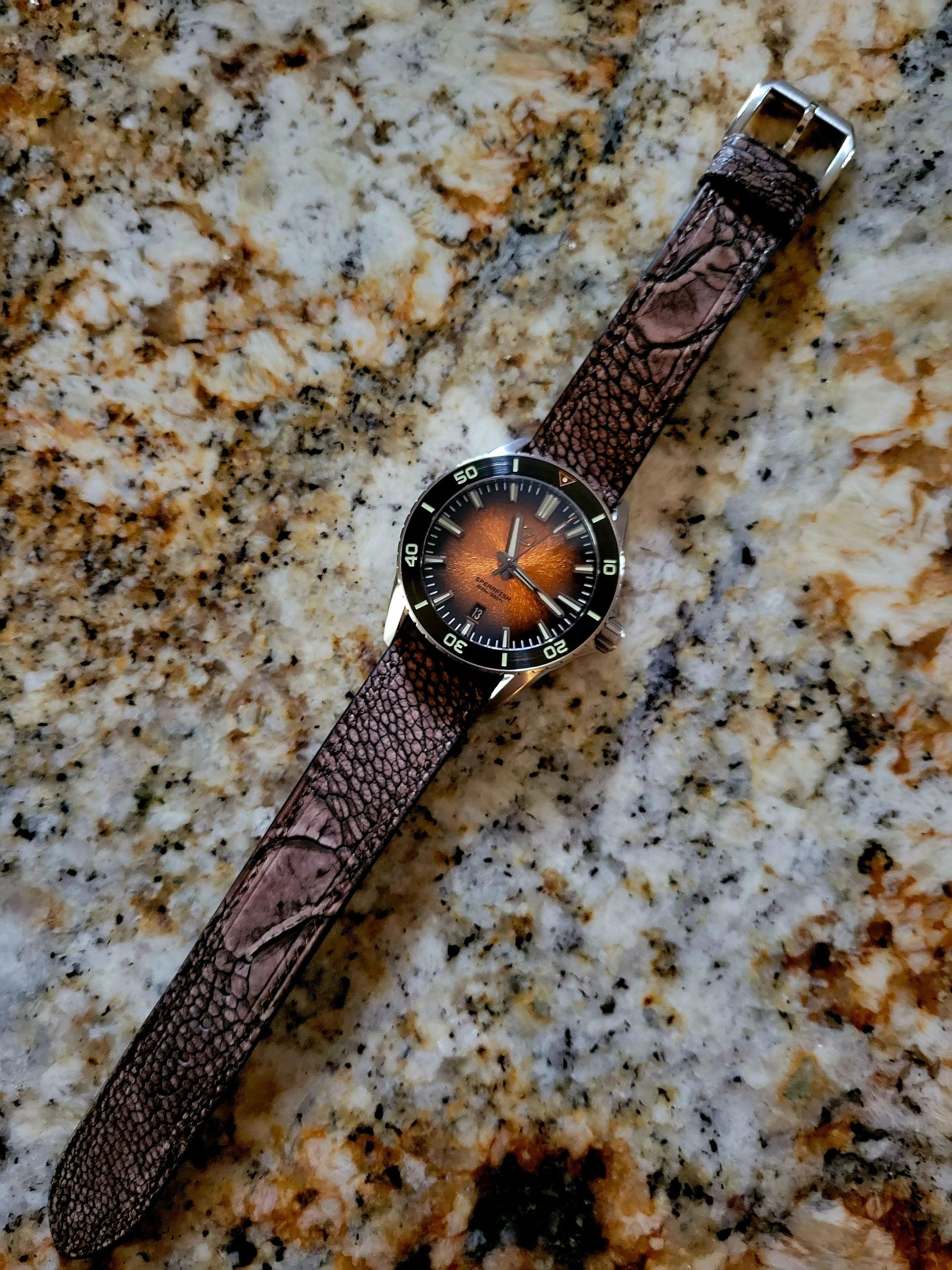 Ostrich Leg Strap on my Zelos | WatchCrunch