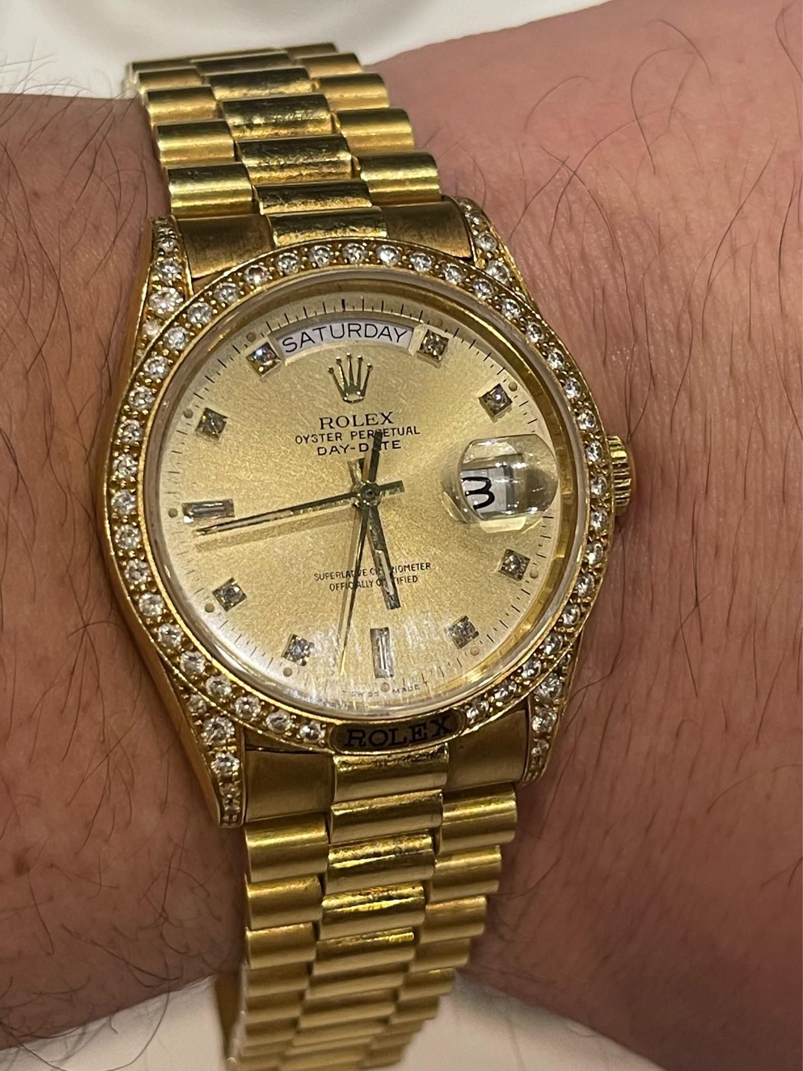 DOUBLEDAY KARACHI 100×140 ラグ ヴィンテージ My Dad's rare Rolex Daydate 18138 Gold with factory diamonds