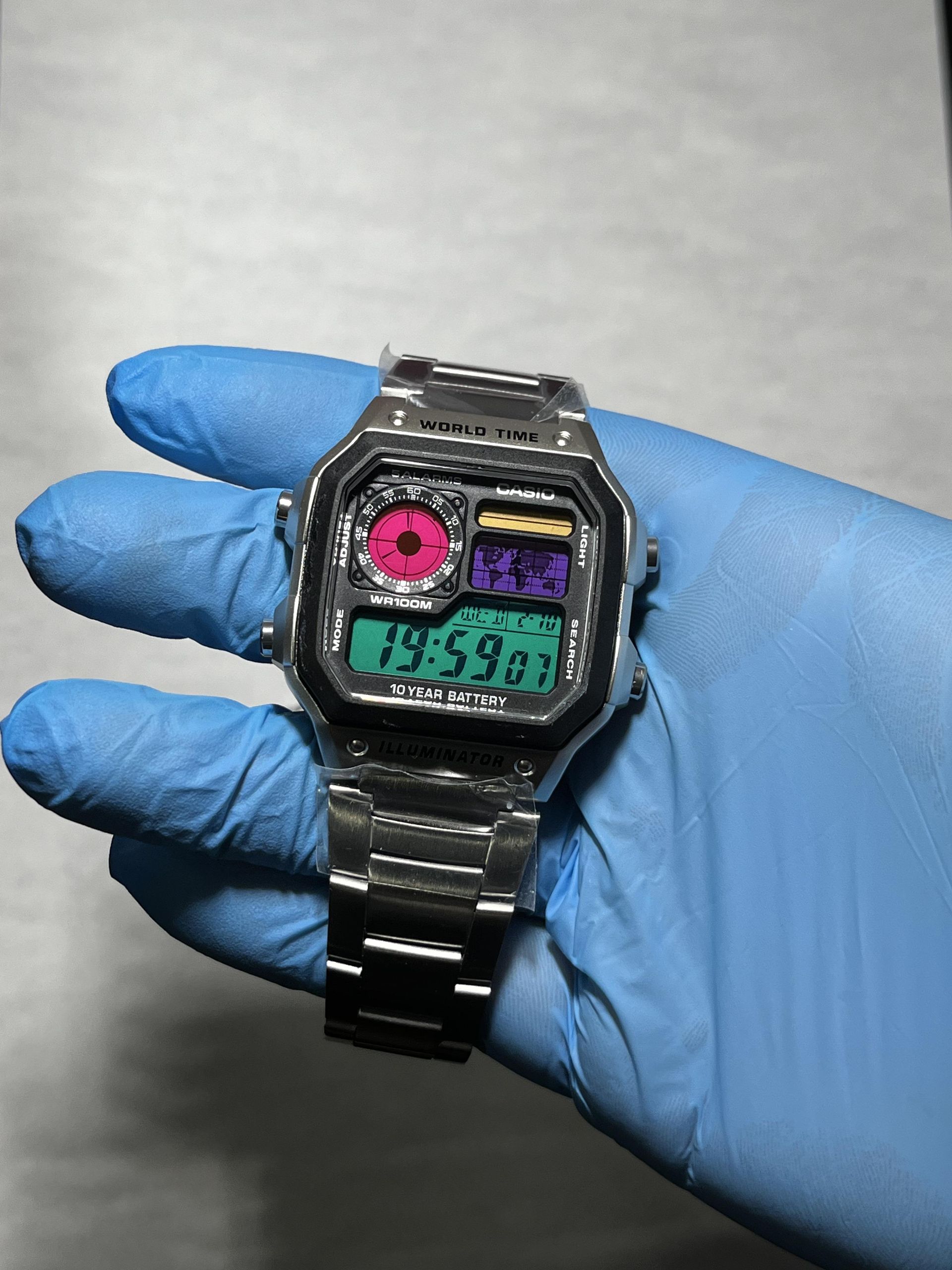 Casio AE-1200 World Time Custom Color Display Mod – Turquoise